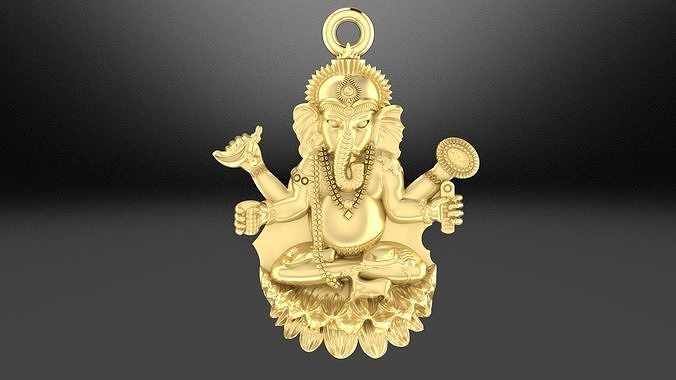 Elephant ganesha pendant in gold 3D print model