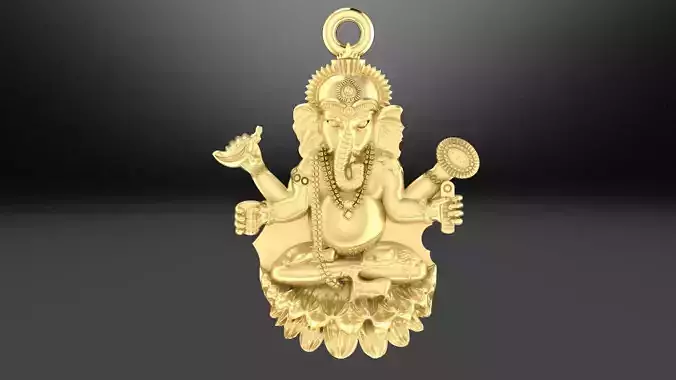 Elephant ganesha pendant in gold