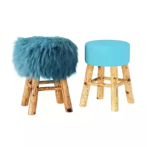Solid wood stool with wool seat