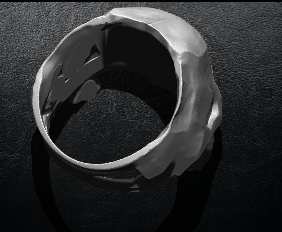 Hammered Skull Ring 3D print model_4