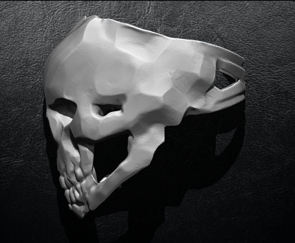 Hammered Skull Ring 3D print model_2