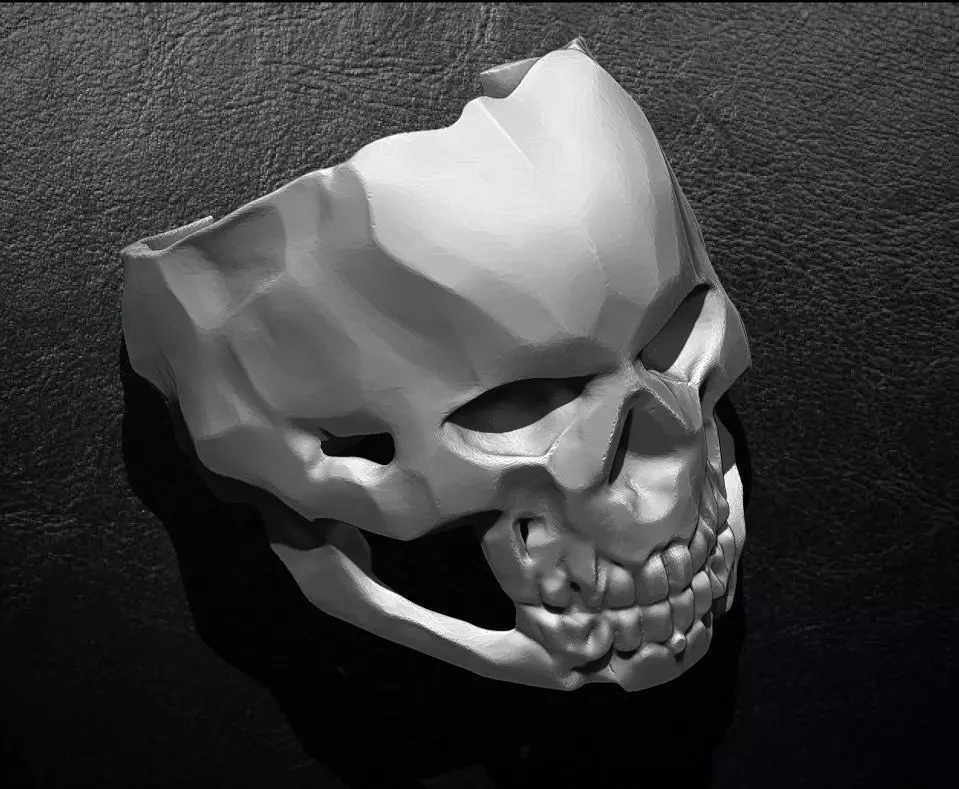 Hammered Skull Ring 3D print model_0