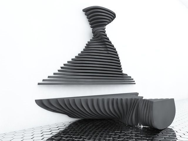 Modern table and wall panel 3D model_5