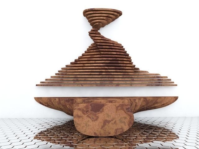 Modern table and wall panel 3D model_1