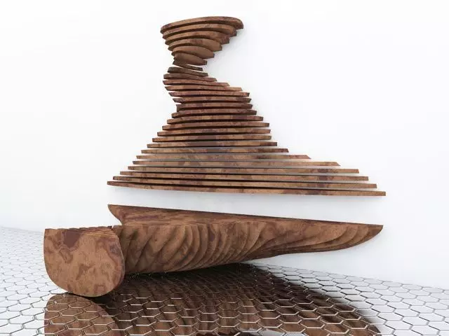 Modern table and wall panel 3D model_0