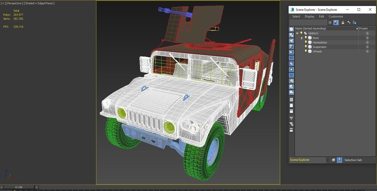 Humvee M998 M1025 Weapons Carrier Slant Back 3D model_28
