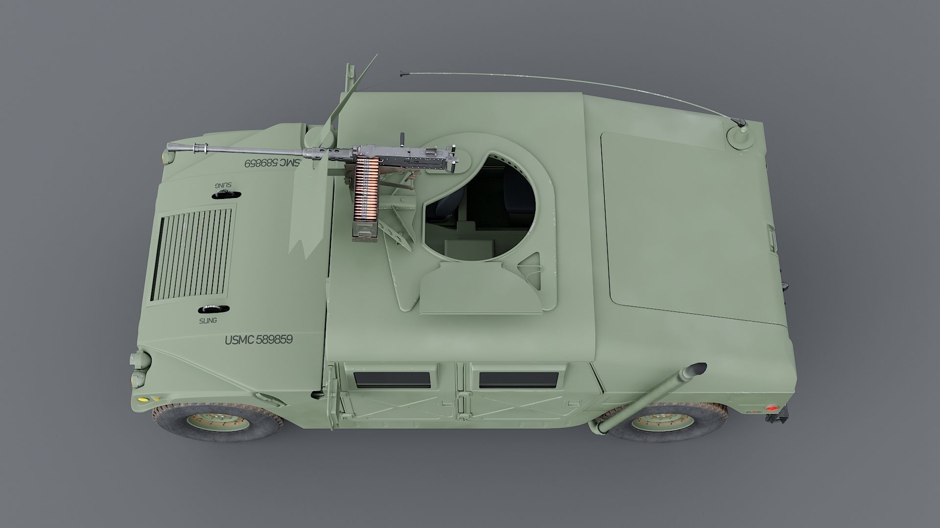 Humvee M998 M1025 Weapons Carrier Slant Back 3D model_5