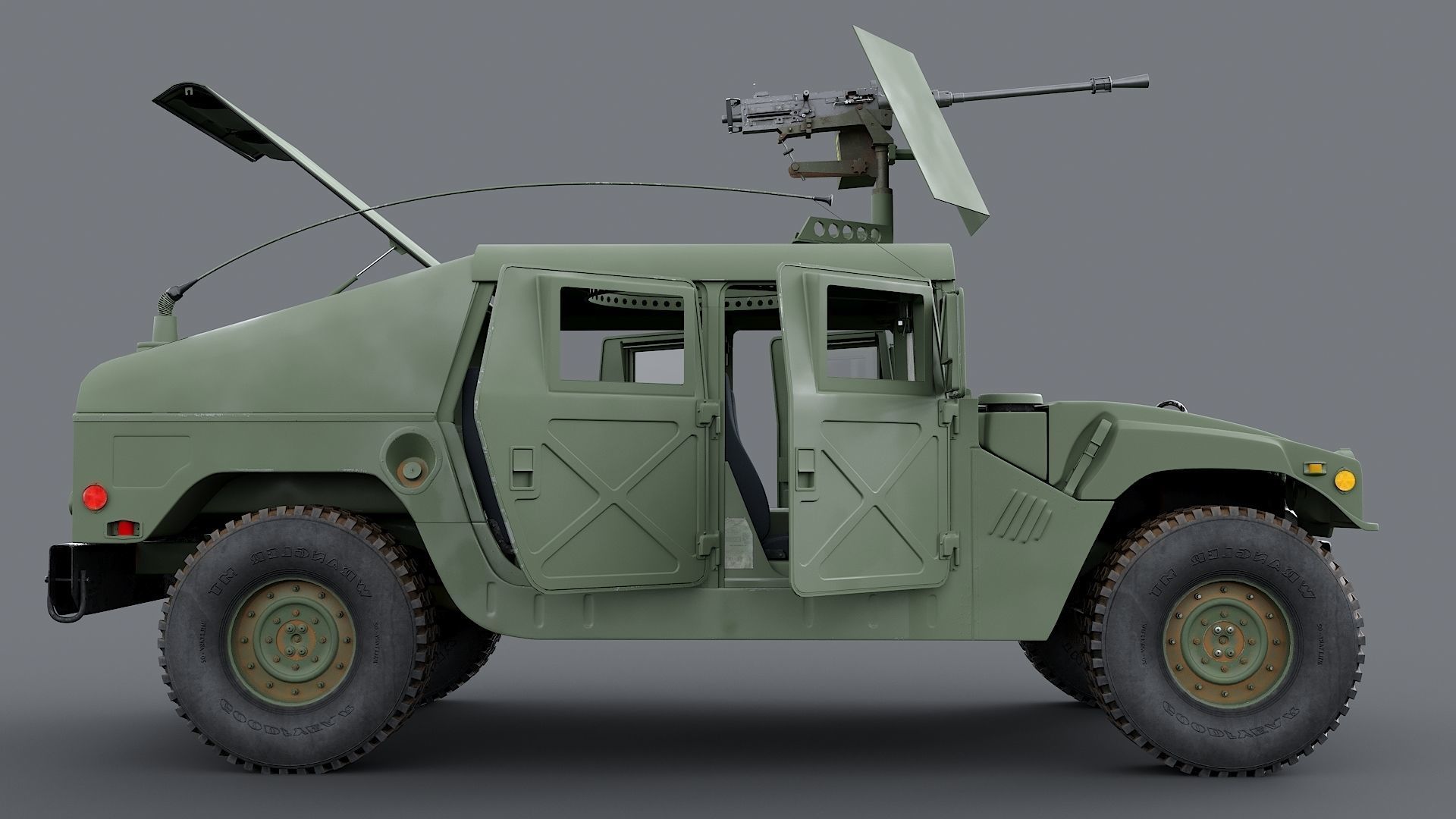 Humvee M998 M1025 Weapons Carrier Slant Back 3D model_3