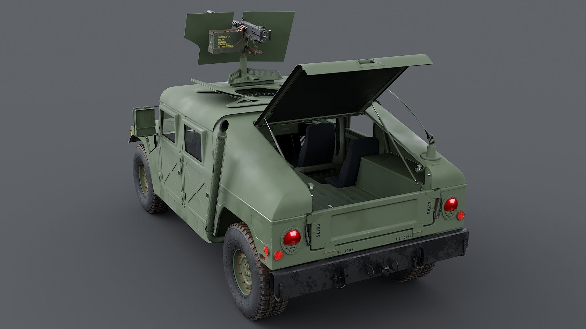 Humvee M998 M1025 Weapons Carrier Slant Back 3D model_1