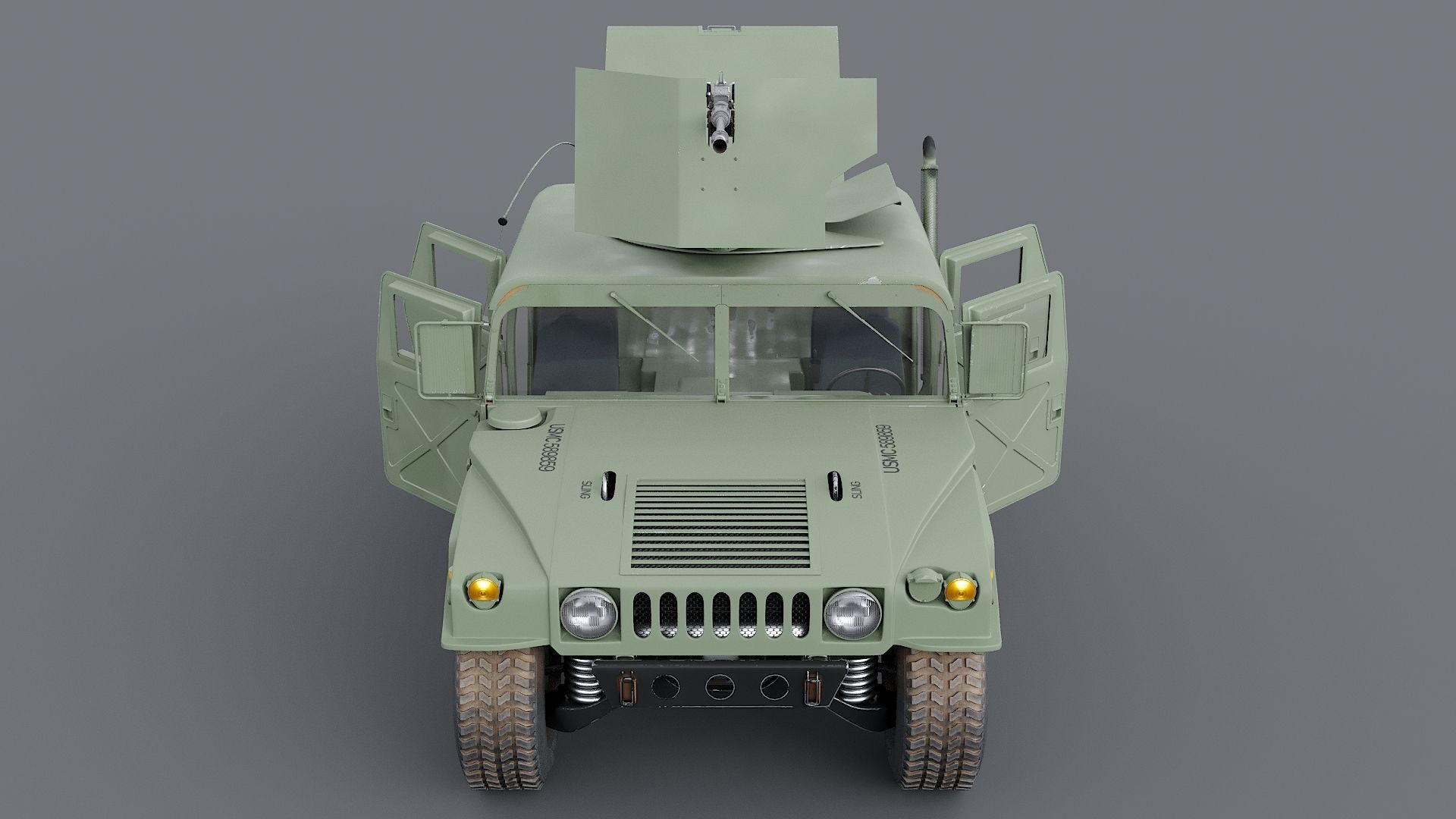 Humvee M998 M1025 Weapons Carrier Slant Back 3D model_2