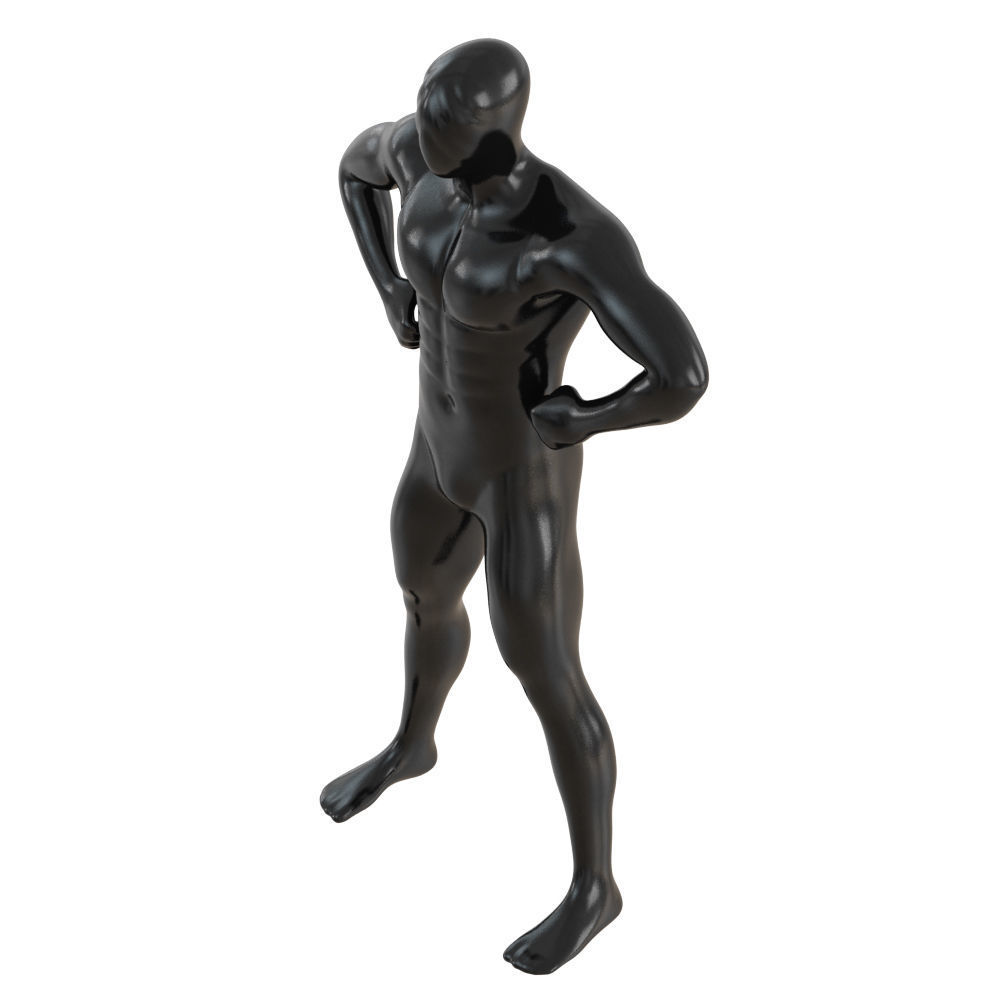 Male black mannequin in wide pose with arms on sides 97 3D model_2