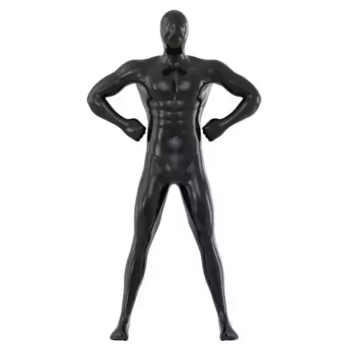 Male black mannequin in wide pose with arms on sides 97