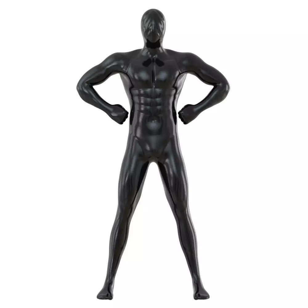 Male black mannequin in wide pose with arms on sides 97 3D model_0