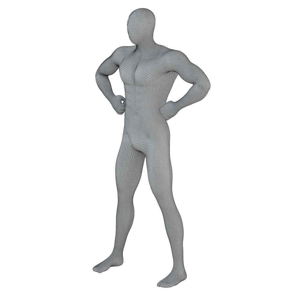 Male black mannequin in wide pose with arms on sides 97 3D model_7