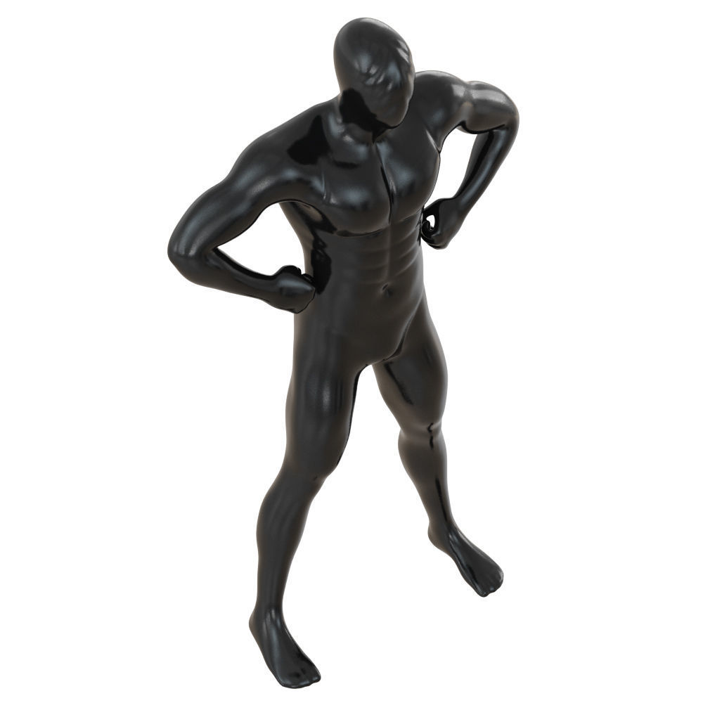 Male black mannequin in wide pose with arms on sides 97 3D model_3