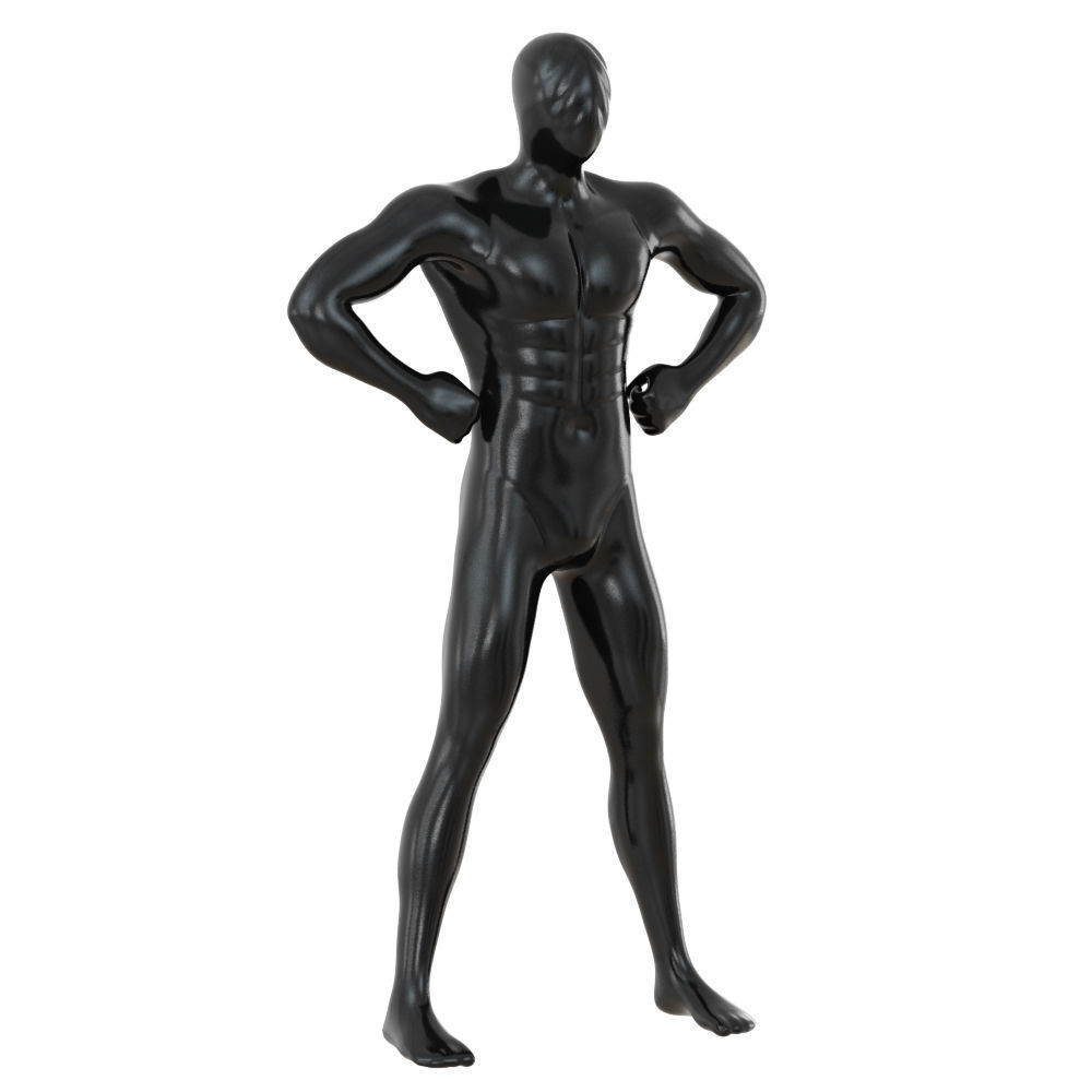 Male black mannequin in wide pose with arms on sides 97 3D model_1