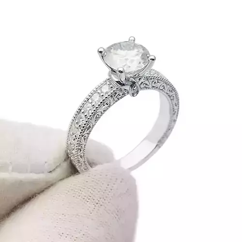 3DM Format Vintage round cut engagement ring