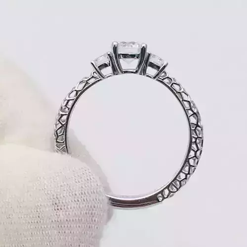 3DM Format Three stone engagement ring for her