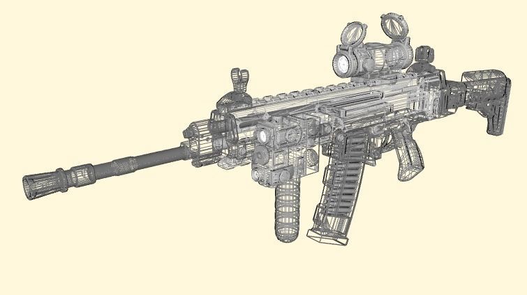 M-4 Camouflage Rifle low-poly   Low-poly 3D model_7