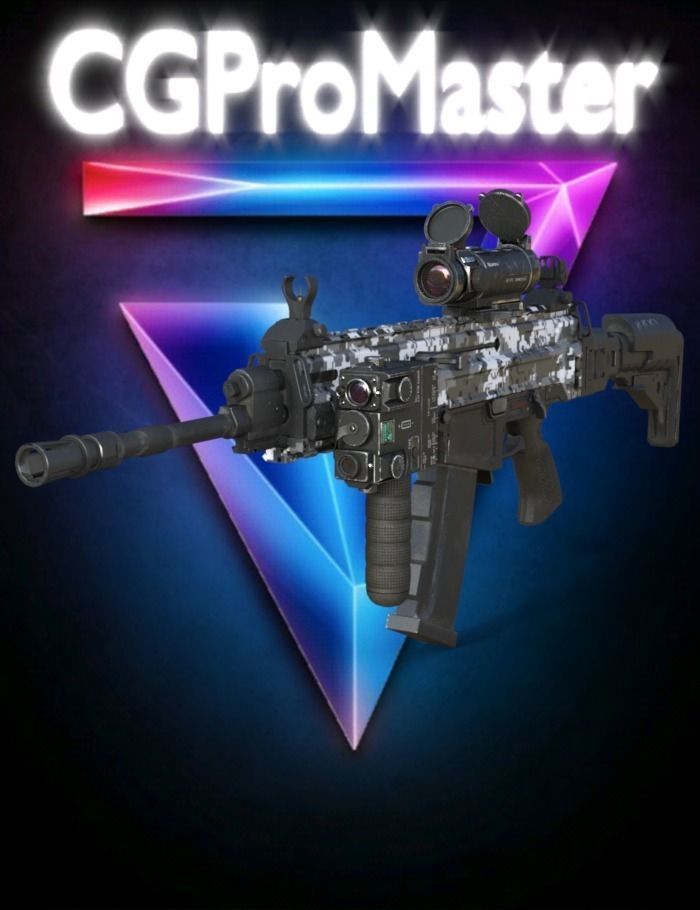 M-4 Camouflage Rifle low-poly   Low-poly 3D model_1