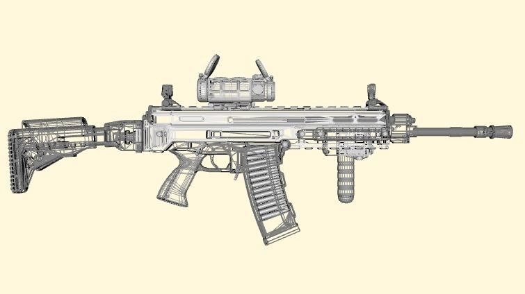 M-4 Camouflage Rifle low-poly   Low-poly 3D model_6