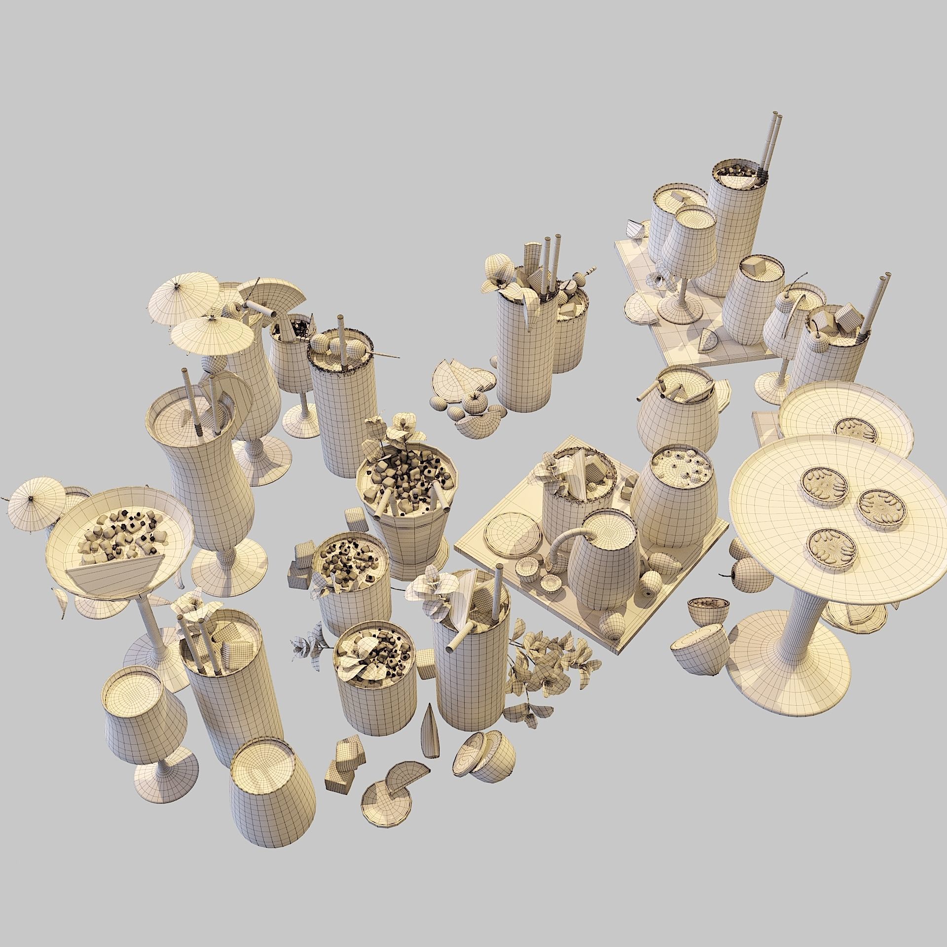 10 Cocktails Liquid - Glass Sets 3D model_7