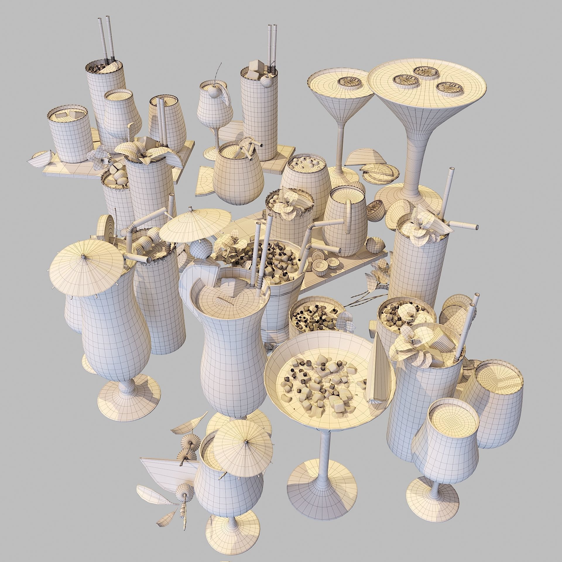 10 Cocktails Liquid - Glass Sets 3D model_5