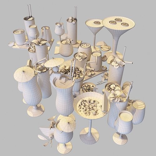 10 Cocktails Liquid - Glass Sets 3D model 5