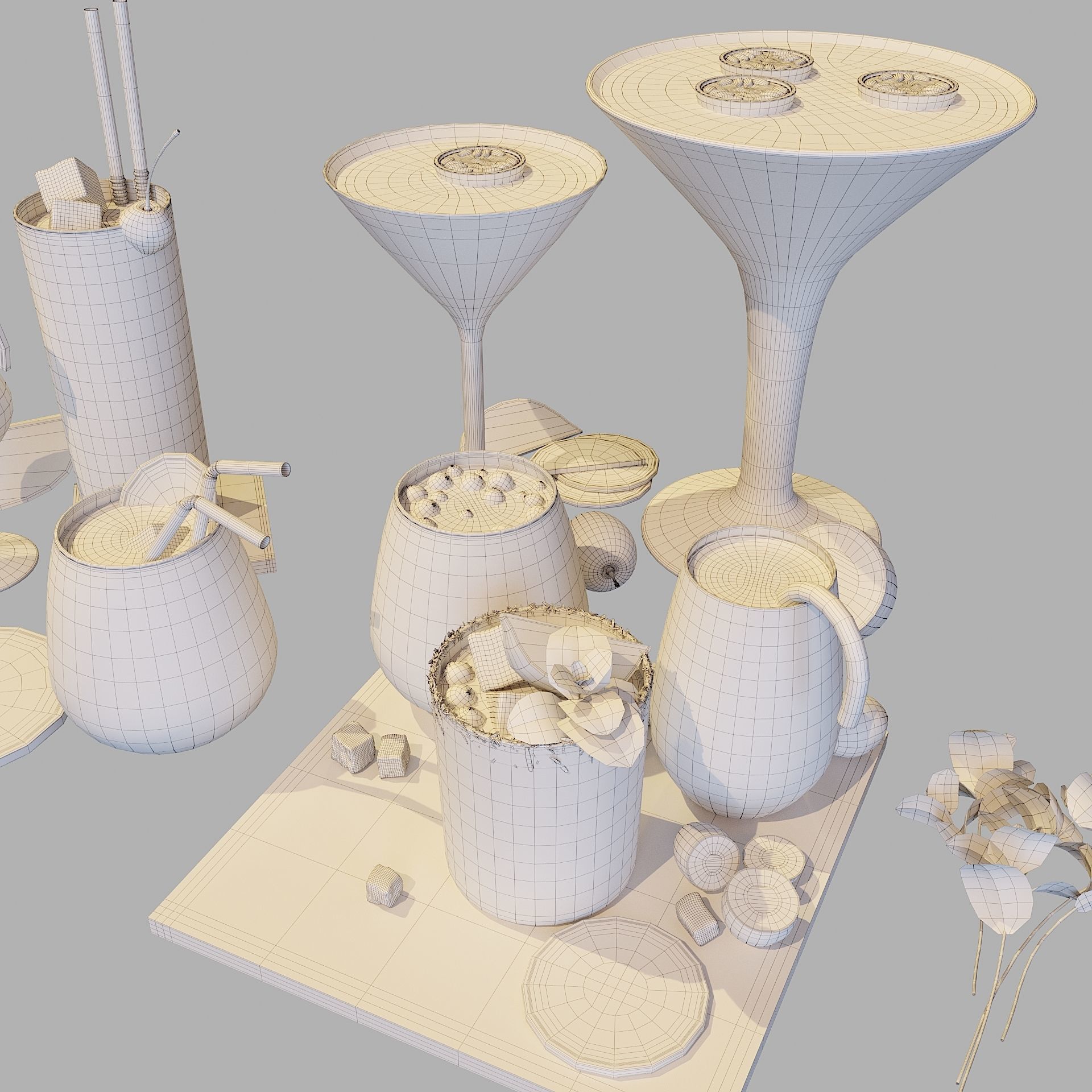 10 Cocktails Liquid - Glass Sets 3D model_15