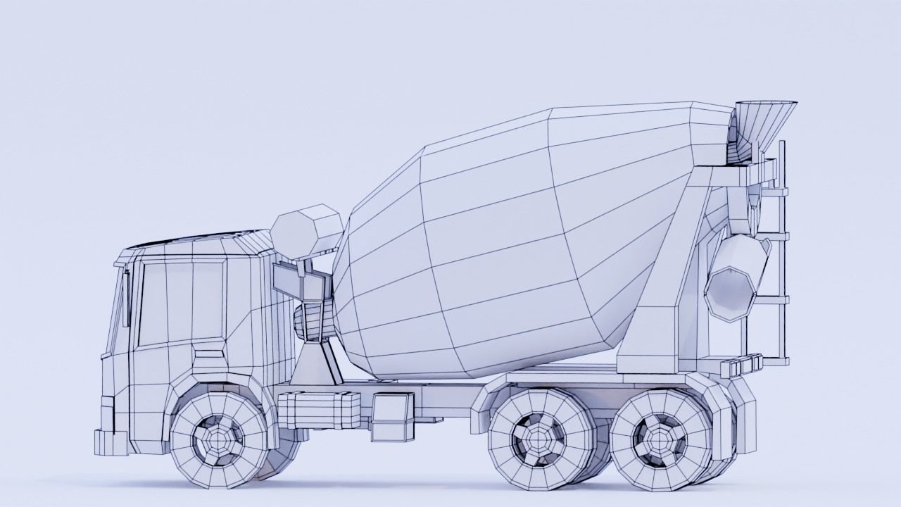 Low Poly Cement Truck Low-poly 3D model_5