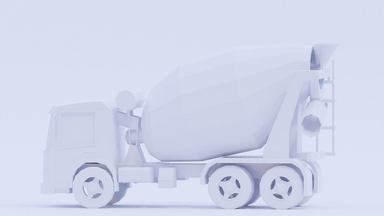 Low Poly Cement Truck Low-poly 3D model_4