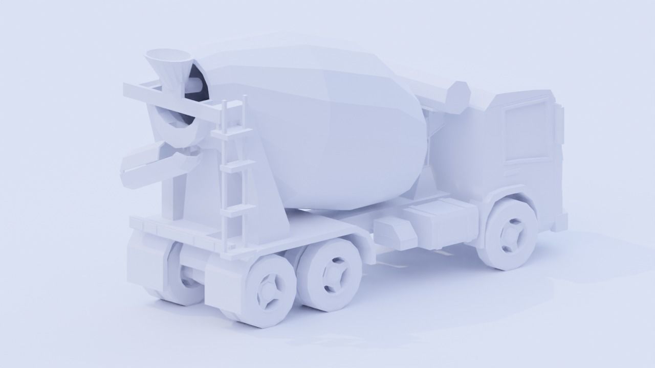 Low Poly Cement Truck Low-poly 3D model_10