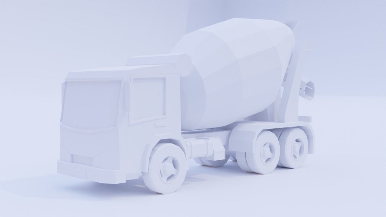 Low Poly Cement Truck Low-poly 3D model_1
