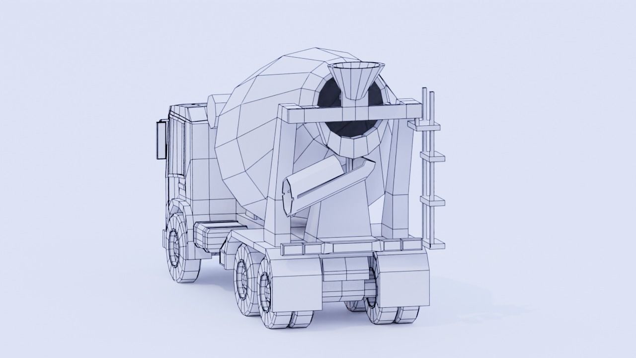 Low Poly Cement Truck Low-poly 3D model_8