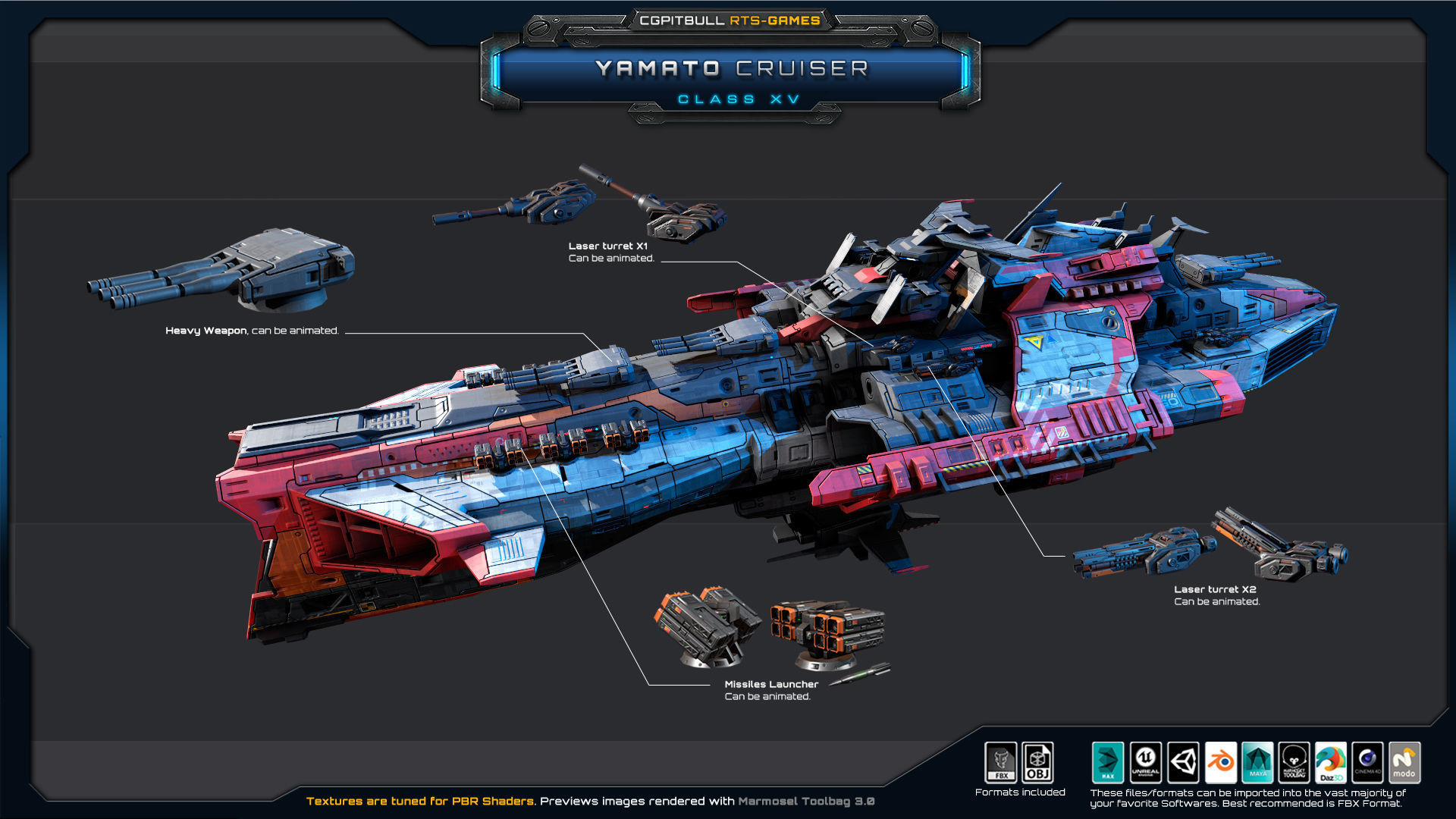 NEXTGEN - Yamato Cruiser - Class XV Low-poly 3D model_3