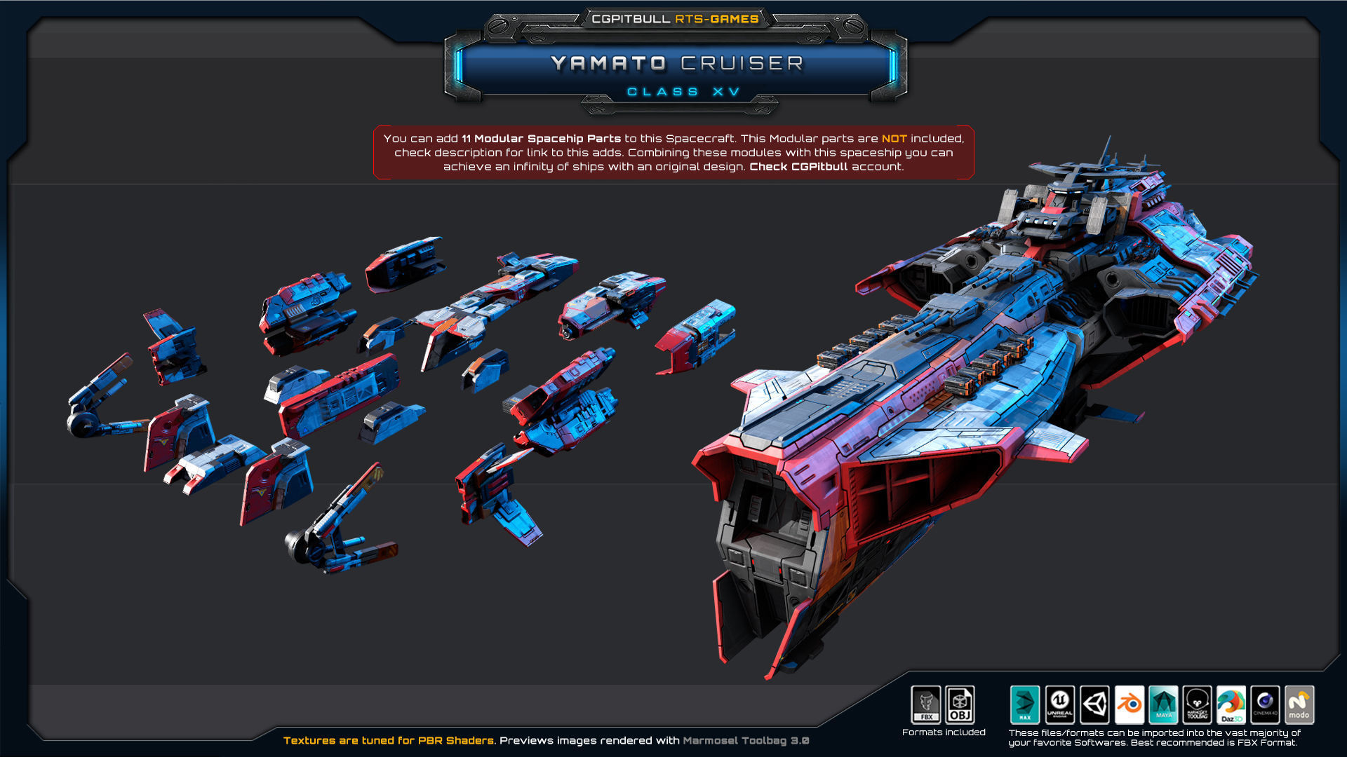 NEXTGEN - Yamato Cruiser - Class XV Low-poly 3D model_5