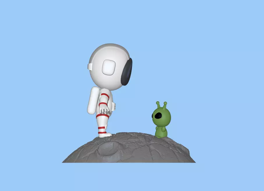 Cute Astronaut and Alien 3D print model