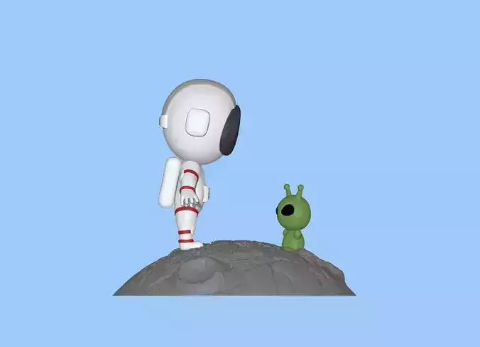 Cute  Astronaut and Alien  3D print model