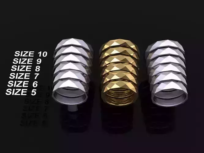 LOW POLY BAND RING MIX SIZE 5 TO 10 3D print model LOW POLY BAND RING MIX SIZE 5 TO 10 3D print model