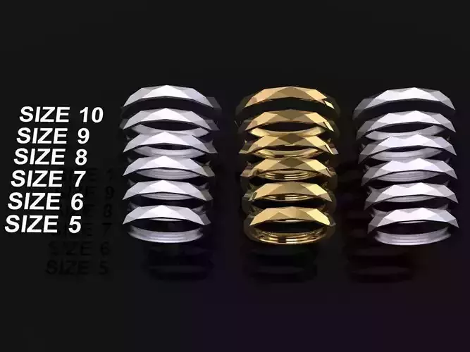 NARROW LOW POLY THIN BAND RING MIX SIZE 5 to 10