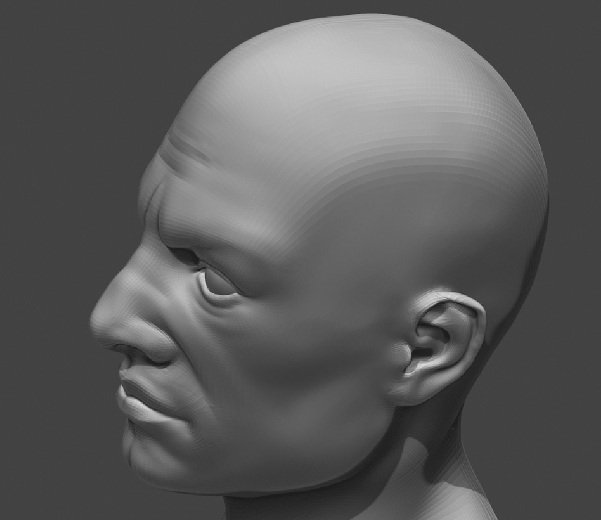 Male Head Realistic Base Mesh 2 3D Model 3D model_9