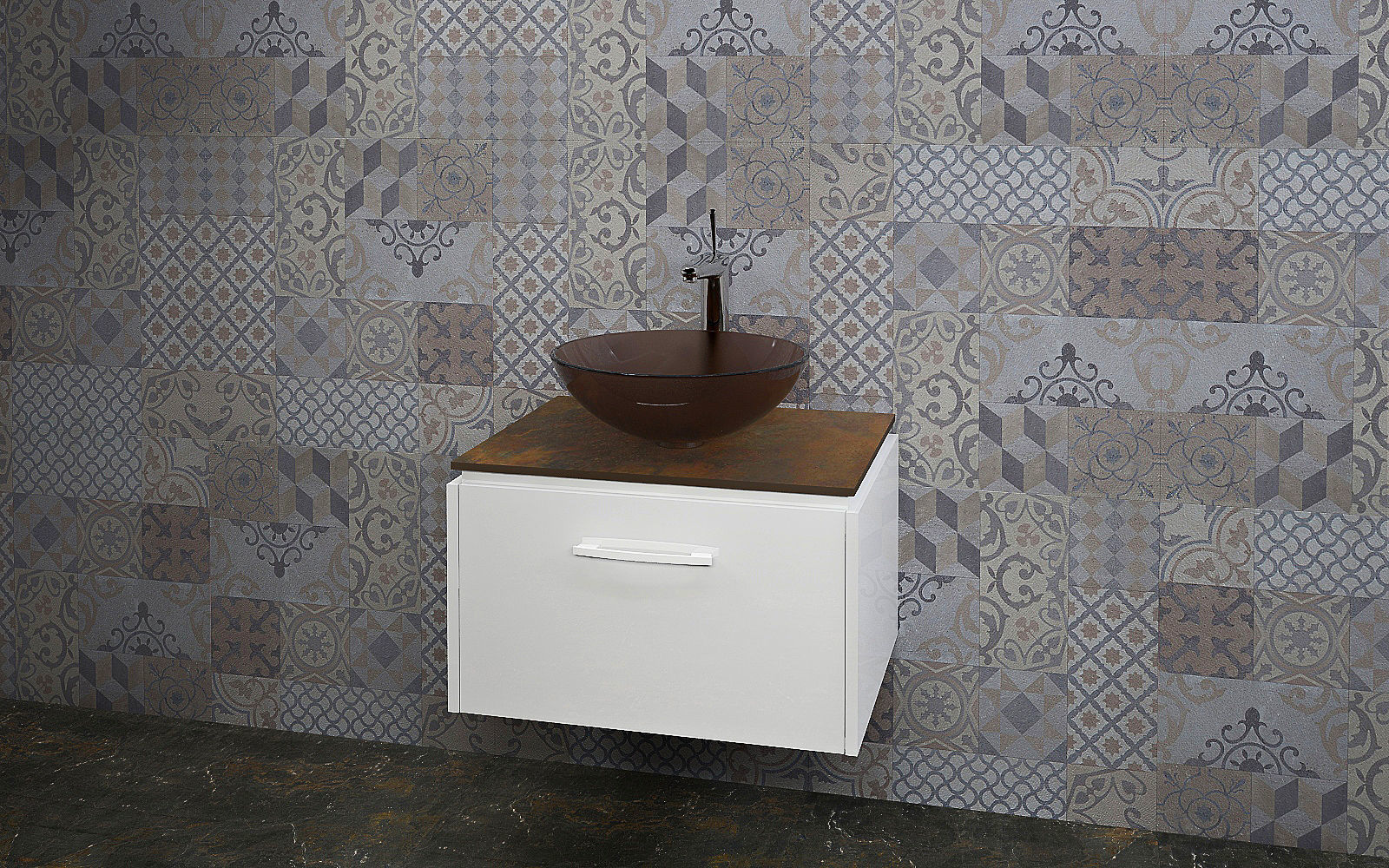 Bathrooms bathroom with sink and tiled wall 3D model_1