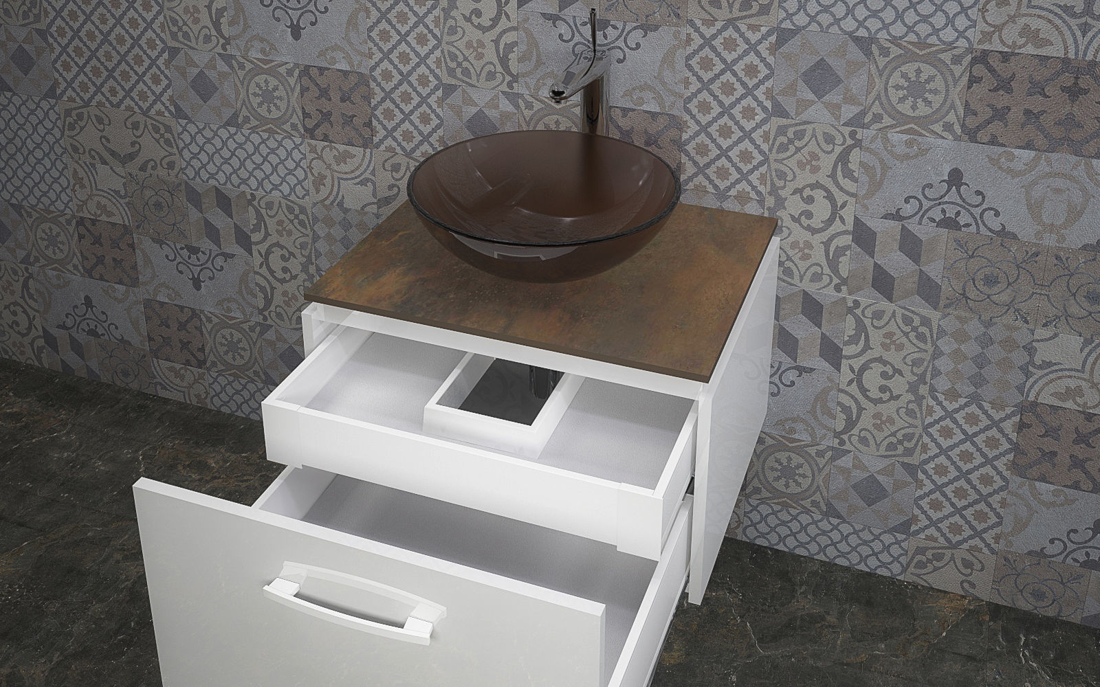 Bathrooms bathroom with sink and tiled wall 3D model_2