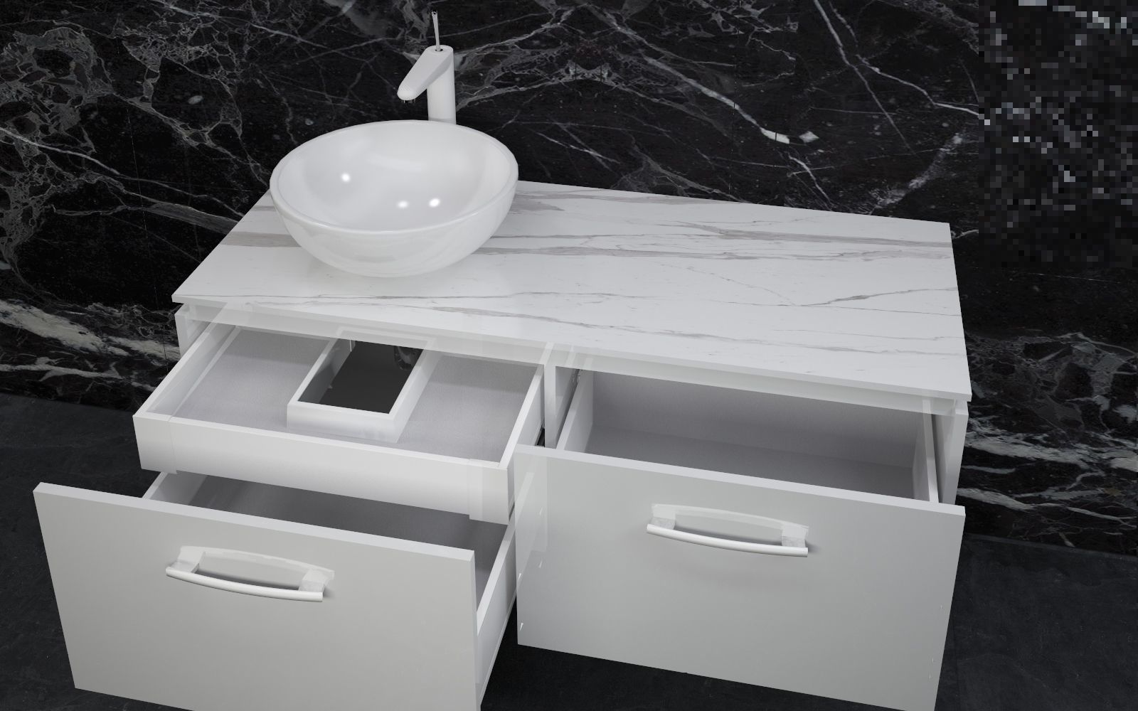 Bathrooms bathroom with marble walls and sink 3D model_2