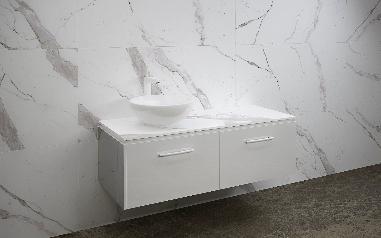 Bathrooms bathroom with marble walls and sink 3D model_1