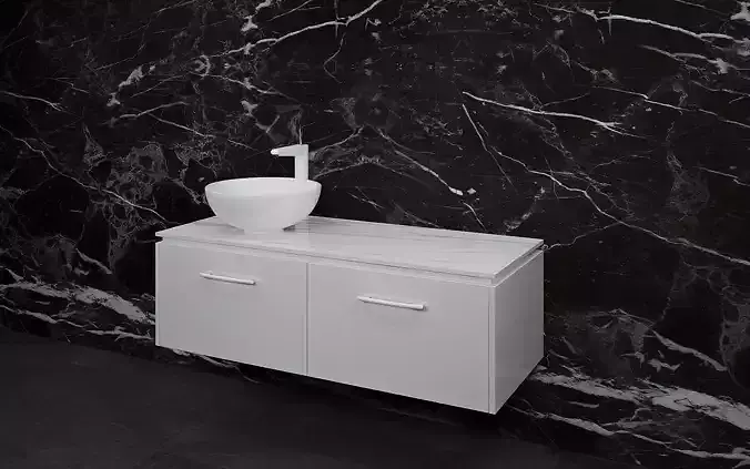 Bathrooms bathroom with marble walls and sink