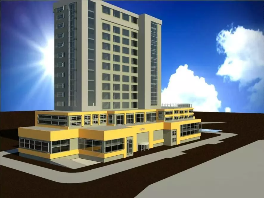 Modern Hotel 5 s Low-poly 3D model_0