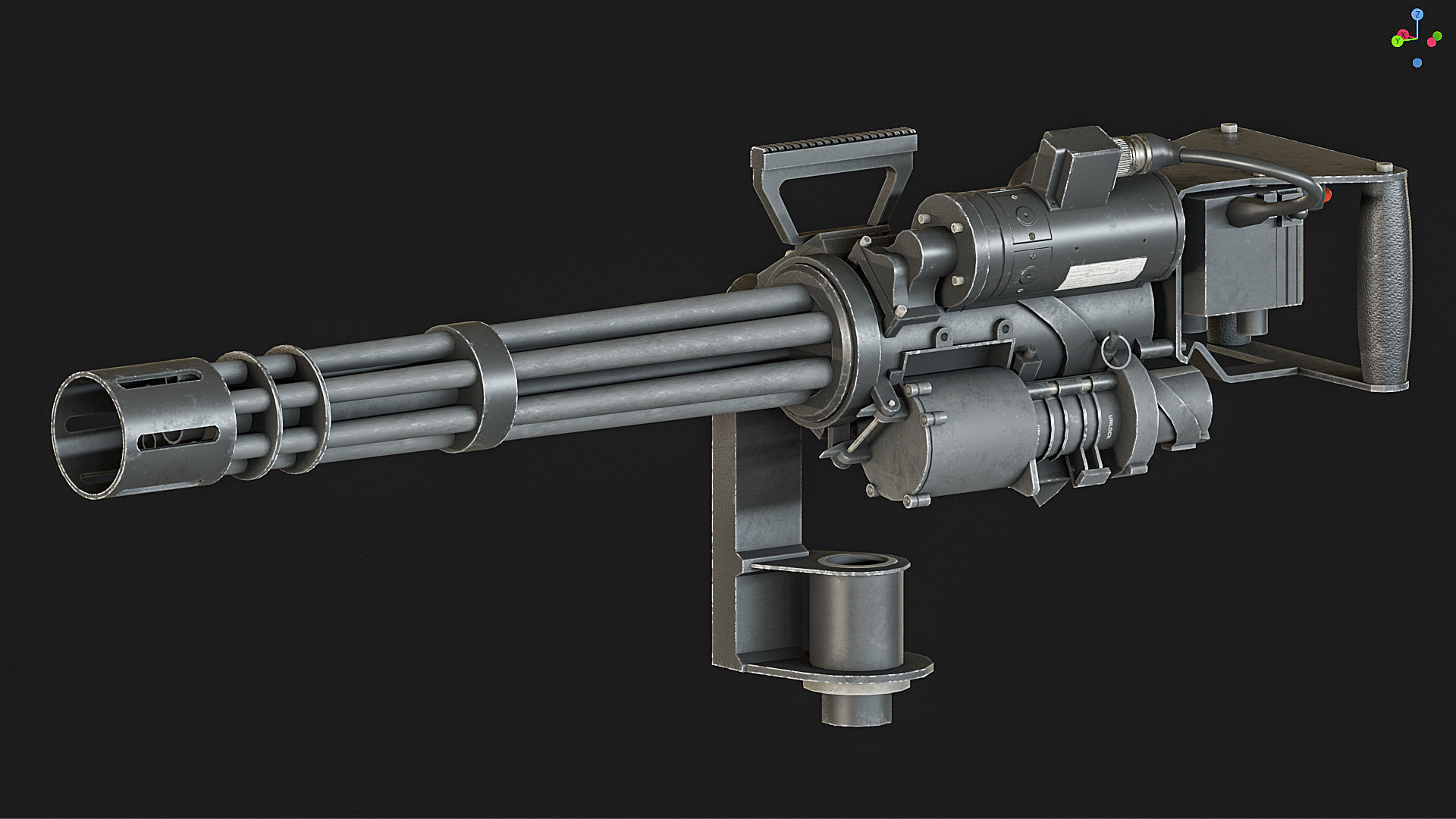 M134 machinegun Low-poly 3D model_1