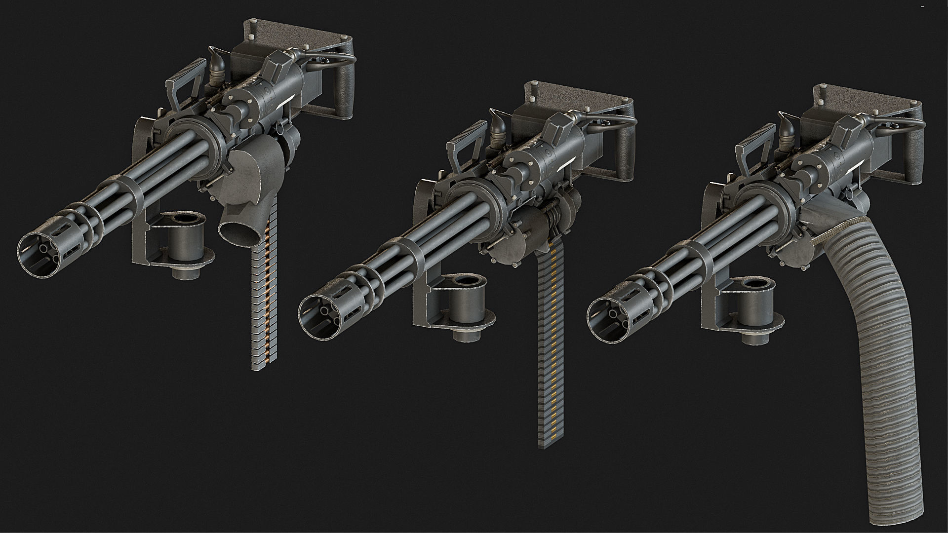 M134 machinegun Low-poly 3D model_2