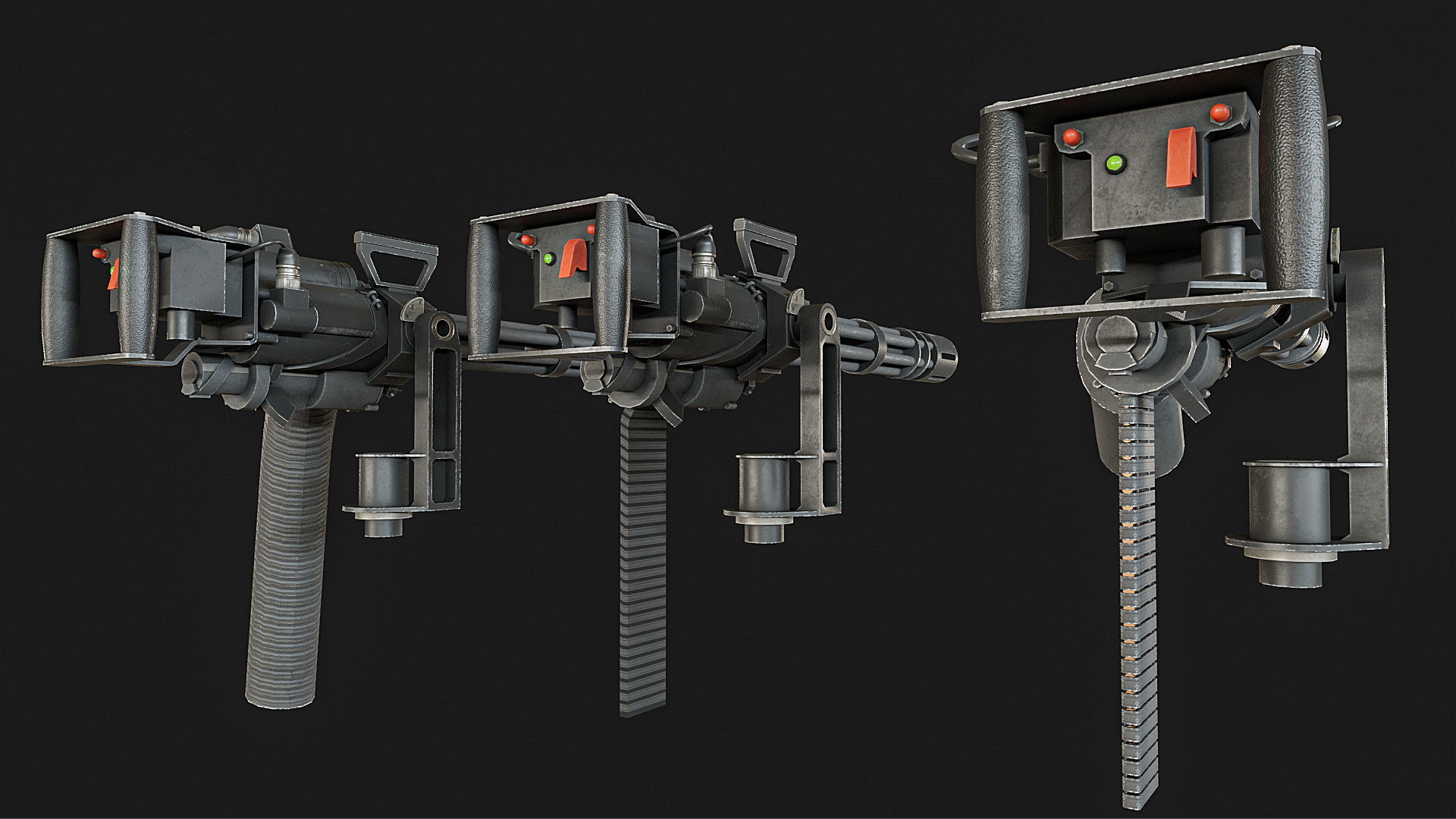 M134 machinegun Low-poly 3D model_3